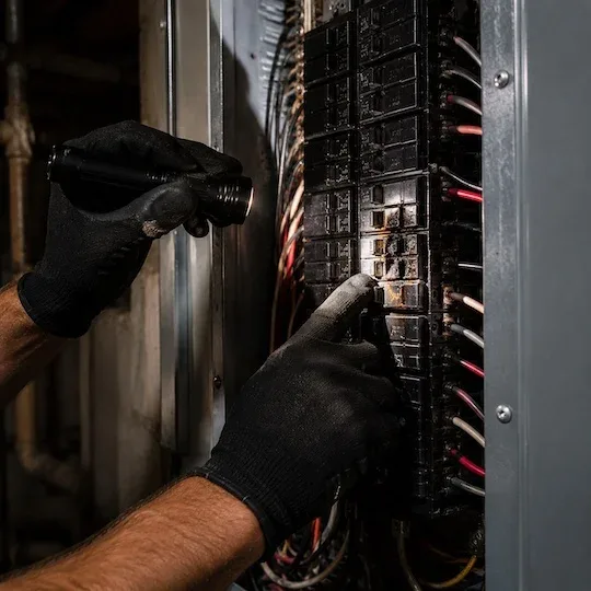 electrician checking an electrical system in St. Catharines Ontario